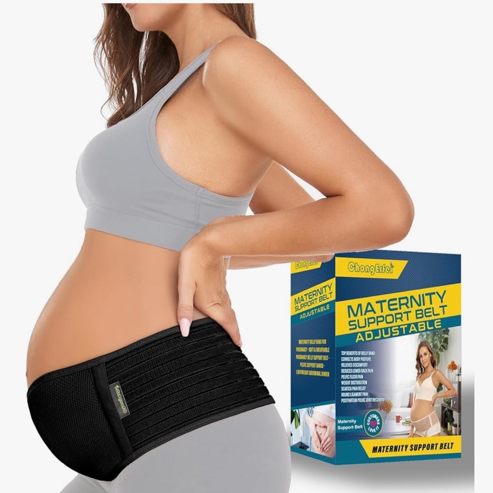 Plus Size Maternity Support Belt - Black Adjustable Belly Support